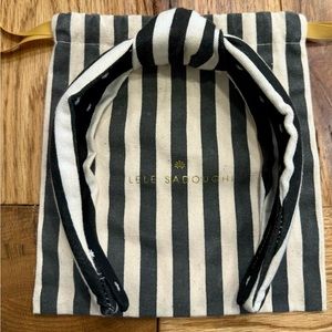 Lele Sadoughi Striped black and white knotted headband